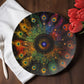 Radiant Vision – Peacock Feather Mandala Rainbow Decorative Plate