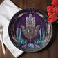 Hamsa Cactus & Feather Plate – Mystical Protection Wall Art (10")