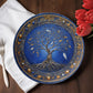 Feathered Realms – Tree of Life with Gold Rim & Falling Leaves Decorative Plate