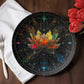 Celestial Bloom – Rainbow Lotus Mandala Decorative Plate