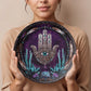 Hamsa Cactus & Feather Plate – Mystical Protection Wall Art (10")