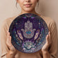 Mystic Hamsa Hand Decorative Plate – Boho Eye & Feather Wall Art (10")