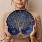 Golden Roots & Indigo Sky – Celestial Tree of Life Decorative Plate