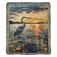 Sunset Heron Watch | Tranquil Lake Scene Woven Blanket for Nature-Inspired Living