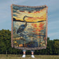Sunset Heron Watch | Tranquil Lake Scene Woven Blanket for Nature-Inspired Living