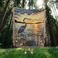 Sunset Heron Watch | Tranquil Lake Scene Woven Blanket for Nature-Inspired Living