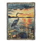 Sunset Heron Watch | Tranquil Lake Scene Woven Blanket for Nature-Inspired Living