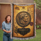 Ancient Coin Woven Throw Blanket | Cabinet of Curiosities Decor | Cotton Tapestry | Archaeology History Gift