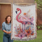 Sunwade Woven Blanket – Watercolor Flamingo in Blush Tones