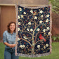 Blossom & Birds | Botanical Cardinal Woven Blanket for Cozy Boho Spaces