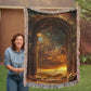 Starlit Gateway Mystical Blanket – Woven Celestial Portal Throw | Fantasy Decor by Lace & Grit