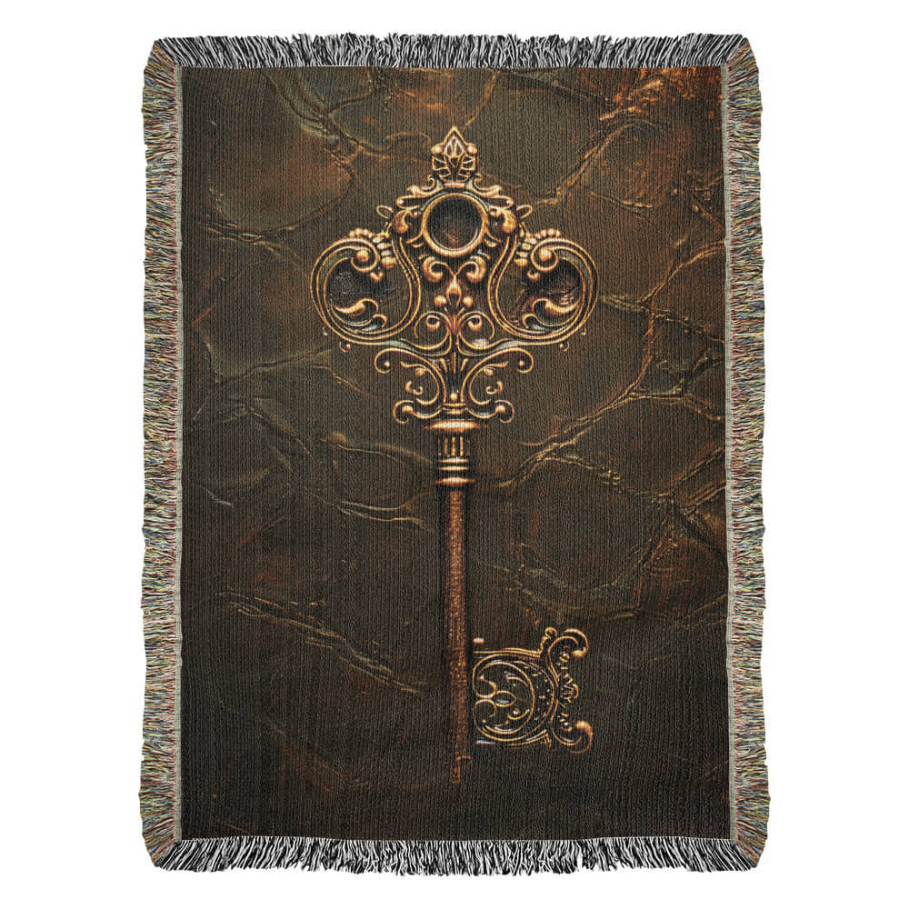Beaded Look Mystic Key Blanket – Woven Celestial Key of Destiny Throw | Fantasy Decor by Lace & Grit