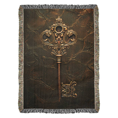 Beaded Look Mystic Key Blanket – Woven Celestial Key of Destiny Throw | Fantasy Decor by Lace & Grit