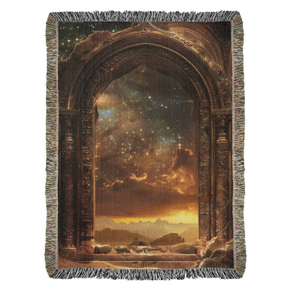 Starlit Gateway Mystical Blanket – Woven Celestial Portal Throw | Fantasy Decor by Lace & Grit