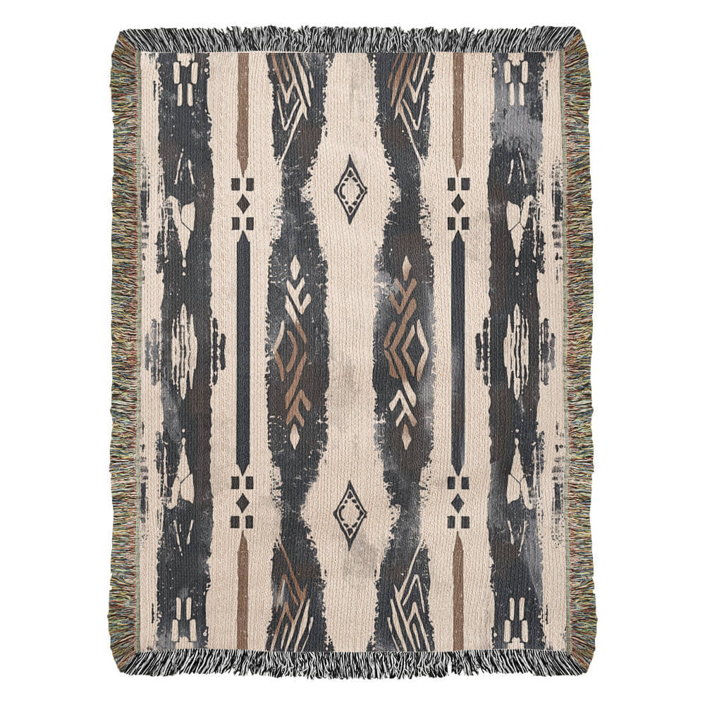Spirit Lines Woven Blanket – Tribal Geometric Boho Throw