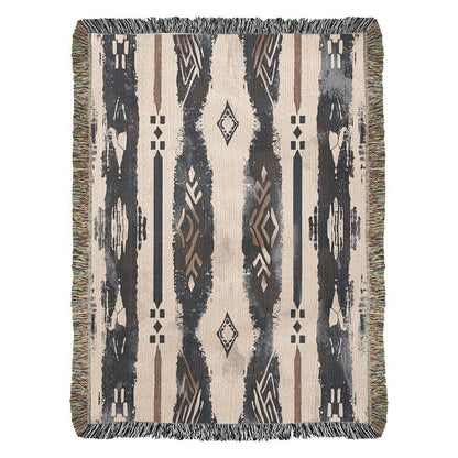 Spirit Lines Woven Blanket – Tribal Geometric Boho Throw