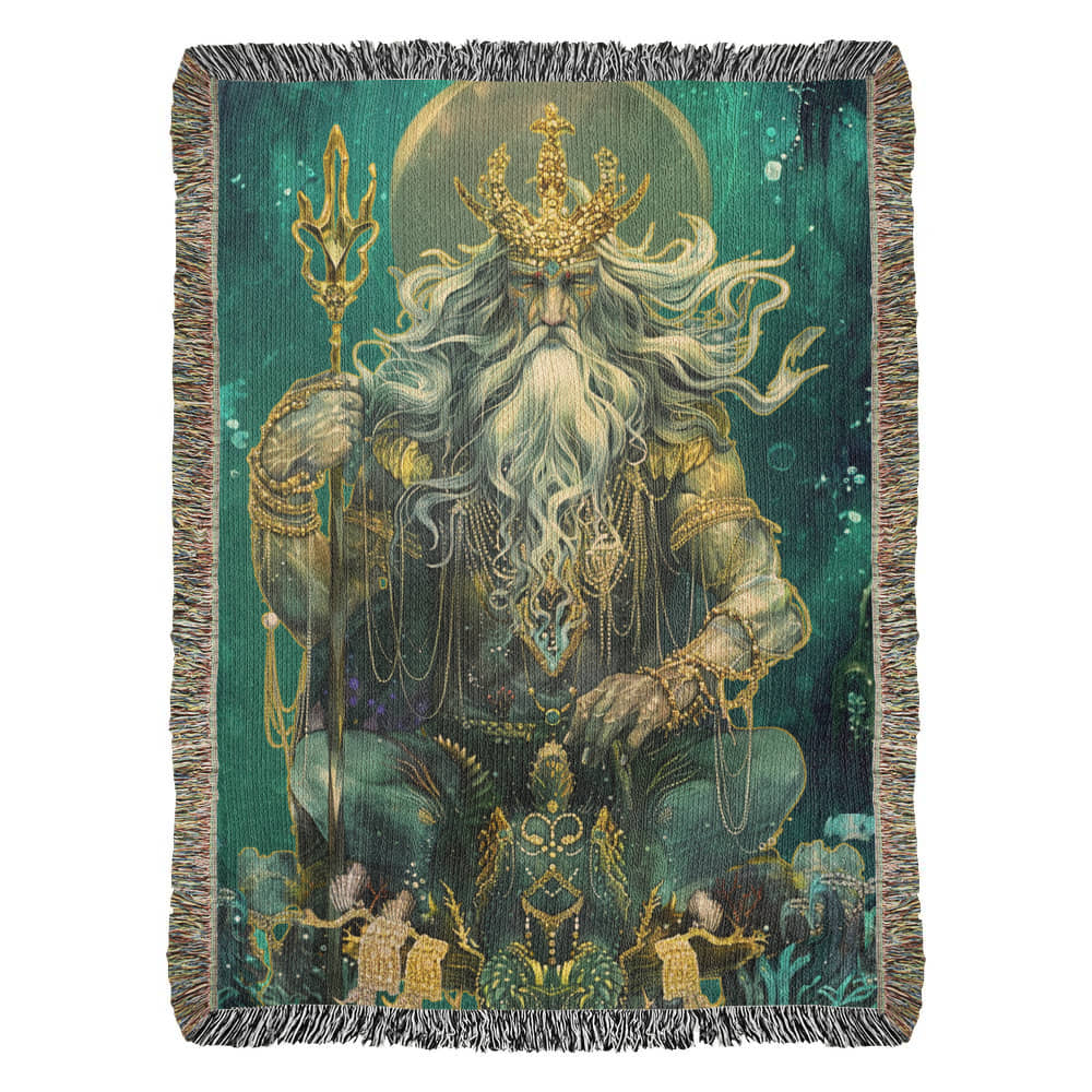 Beaded Look Neptune, God of the Deep – Woven Throw Blanket