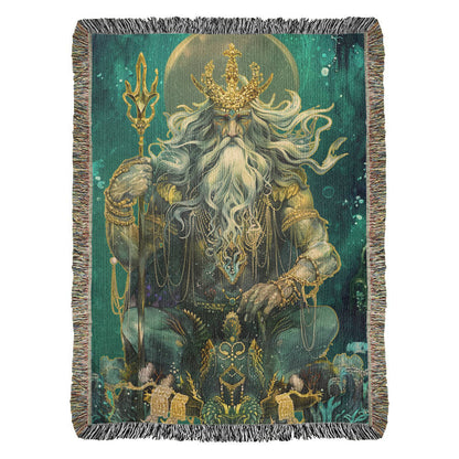 Beaded Look Neptune, God of the Deep – Woven Throw Blanket