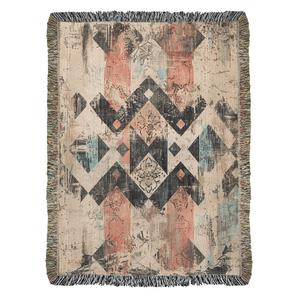 Faded Frontier Woven Blanket – Global Boho Abstract Throw