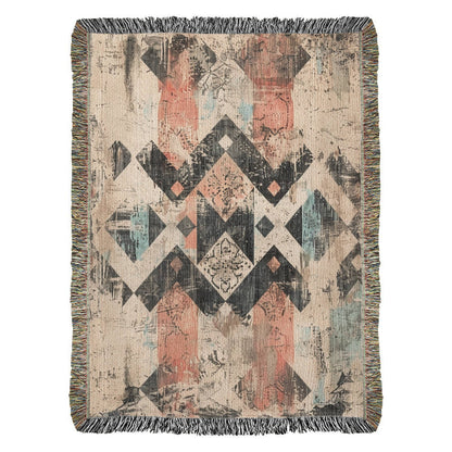 Faded Frontier Woven Blanket – Global Boho Abstract Throw