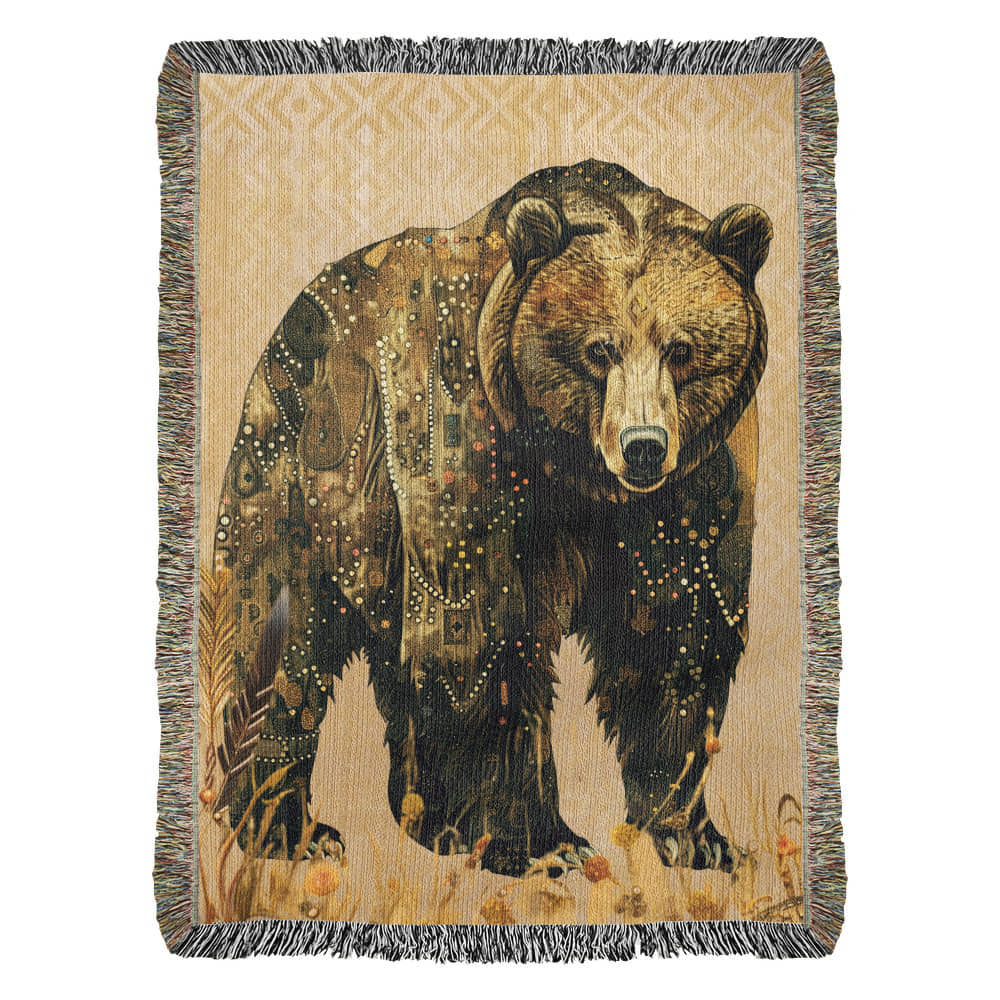 Beaded Look Spirit Bear – Woven Throw Blanket