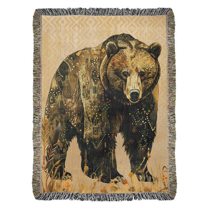Beaded Look Spirit Bear – Woven Throw Blanket