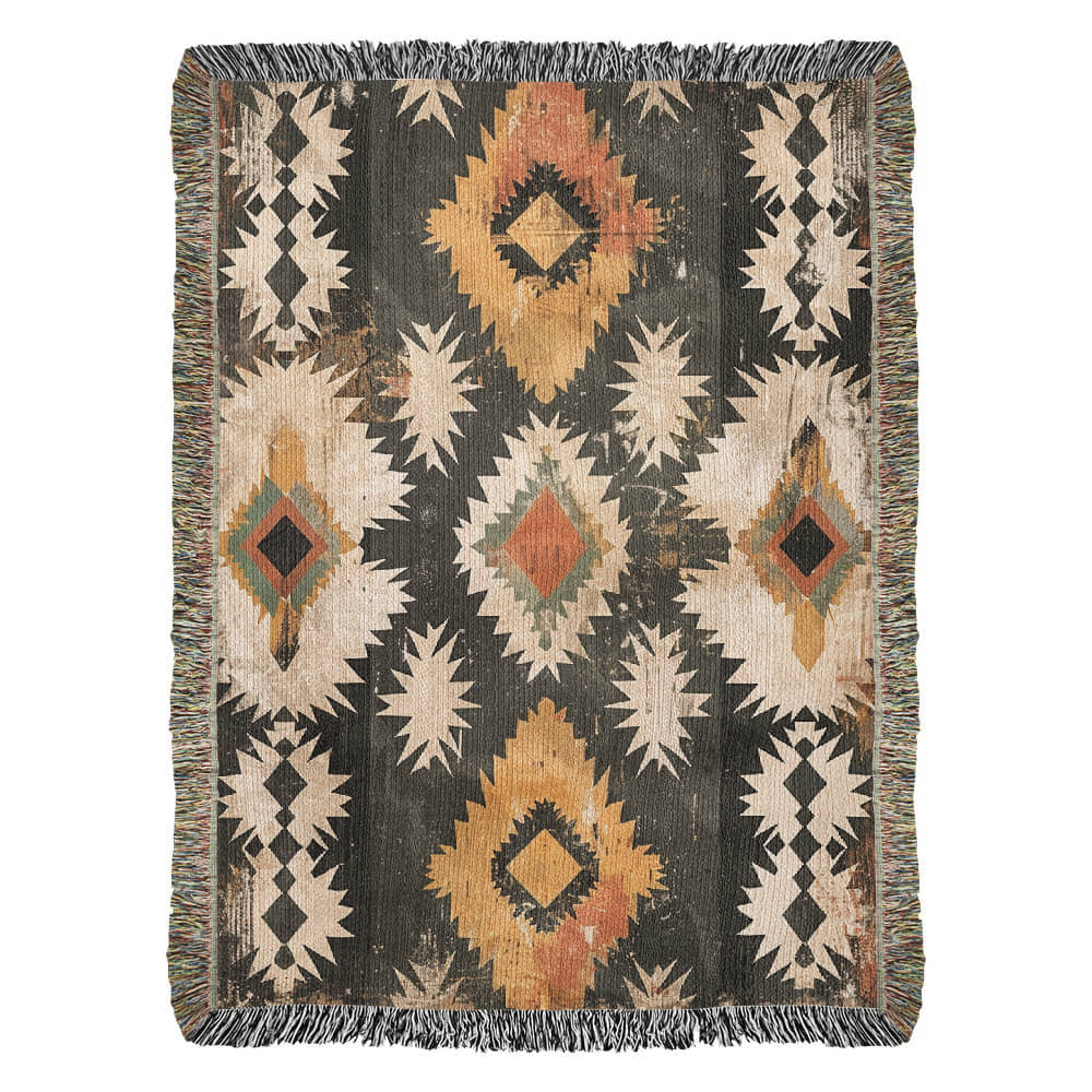 Canyon Ember Woven Blanket – Rustic Tribal Heritage Throw