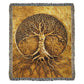 Embossed Tree of Life Blanket – Golden Woven Throw | Symbolic Boho Decor by Lace & Grit