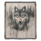 Lone Wolf Woven Blanket – Watercolor Wildlife Throw | Rustic Boho Cabin Decor
