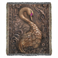 Embossed Swan Blanket – Bronze Woven Throw | Elegant Boho Decor by Lace & Grit