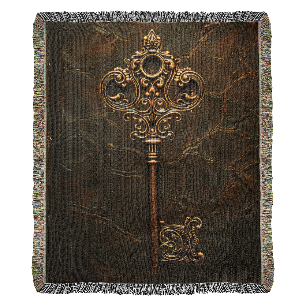 Beaded Look Mystic Key Blanket – Woven Celestial Key of Destiny Throw | Fantasy Decor by Lace & Grit