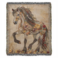 Beaded Spirit Horse Woven Blanket – Boho Western Home Decor