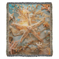 Beaded Look Starfish Blanket – Woven Coastal Fantasy Throw | Ocean-Inspired Decor by Lace & Grit