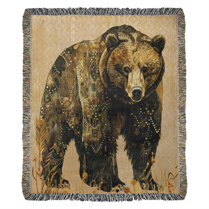 Beaded Look Spirit Bear – Woven Throw Blanket