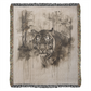 Silent Prowl Woven Blanket – Watercolor Tiger in Mist