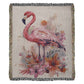 Sunwade Woven Blanket – Watercolor Flamingo in Blush Tones