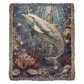 Beaded Look Dolphin Blanket – Ocean-Inspired Woven Throw | Underwater Boho Decor by Lace & Grit