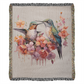 Skykiss Woven Blanket – Watercolor Hummingbirds in Bloom