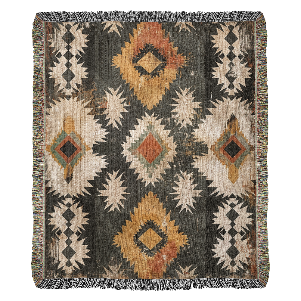 Canyon Ember Woven Blanket – Rustic Tribal Heritage Throw