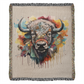 Headstrong Woven Blanket – Watercolor Bull Portrait