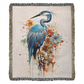 Stillrise Woven Blanket – Watercolor Blue Heron in Reflection