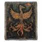 Emberborn Phoenix Blanket – Woven Mystical Firebird Emblem | Fantasy Artifact Decor by Lace & Grit