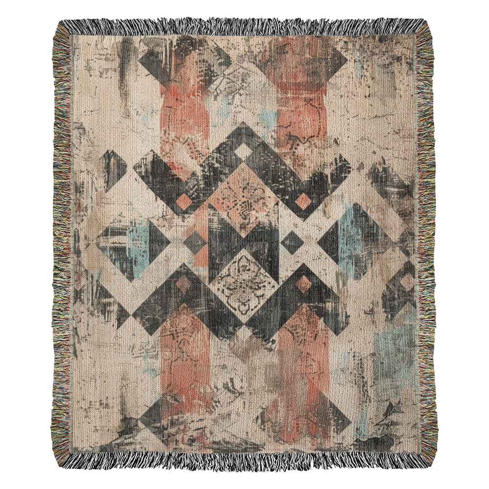 Faded Frontier Woven Blanket – Global Boho Abstract Throw