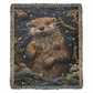 Boho River Otter Blanket – Beaded Look Textile Art in Deep Earth Tones | Boho Nature Lover Gift