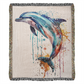 Tidewater Woven Blanket – Watercolor Dolphin in Motion