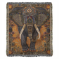 Boho Elephant Woven Blanket – Beaded-Inspired Tapestry with Tribal Floral Accents