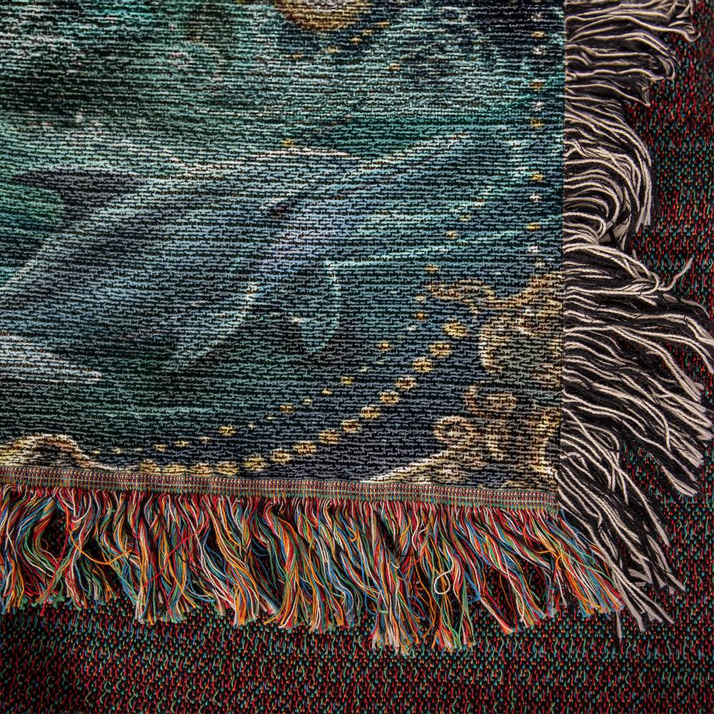Beaded Look Amphitrite Blanket – Woven Sea Goddess Throw | Ocean Mythology Decor by Lace & Grit