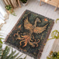 Emberborn Phoenix Blanket – Woven Mystical Firebird Emblem | Fantasy Artifact Decor by Lace & Grit