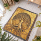 Embossed Tree of Life Blanket – Golden Woven Throw | Symbolic Boho Decor by Lace & Grit