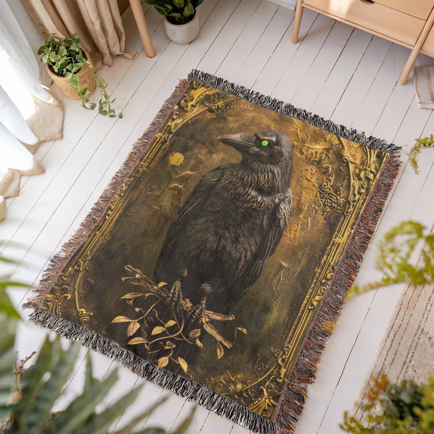 Embossed Raven – Woven Throw Blanket